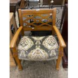 20th Century armchair with floral upholstered seat
