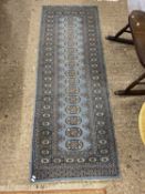 Modern Middle Eastern blue runner carpet, 177cm long