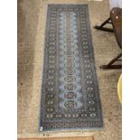 Modern Middle Eastern blue runner carpet, 177cm long