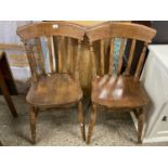 Pair of slat back kitchen chairs