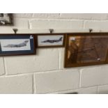 Aircraft Interest - A copper picture of a VC10 together with two further small coloured prints