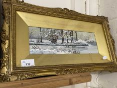 Arbor Vitor, study of a winter scene, oil on board, gilt framed
