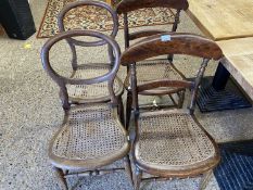 Two pairs of Victorian cane seated bedroom chairs (4)