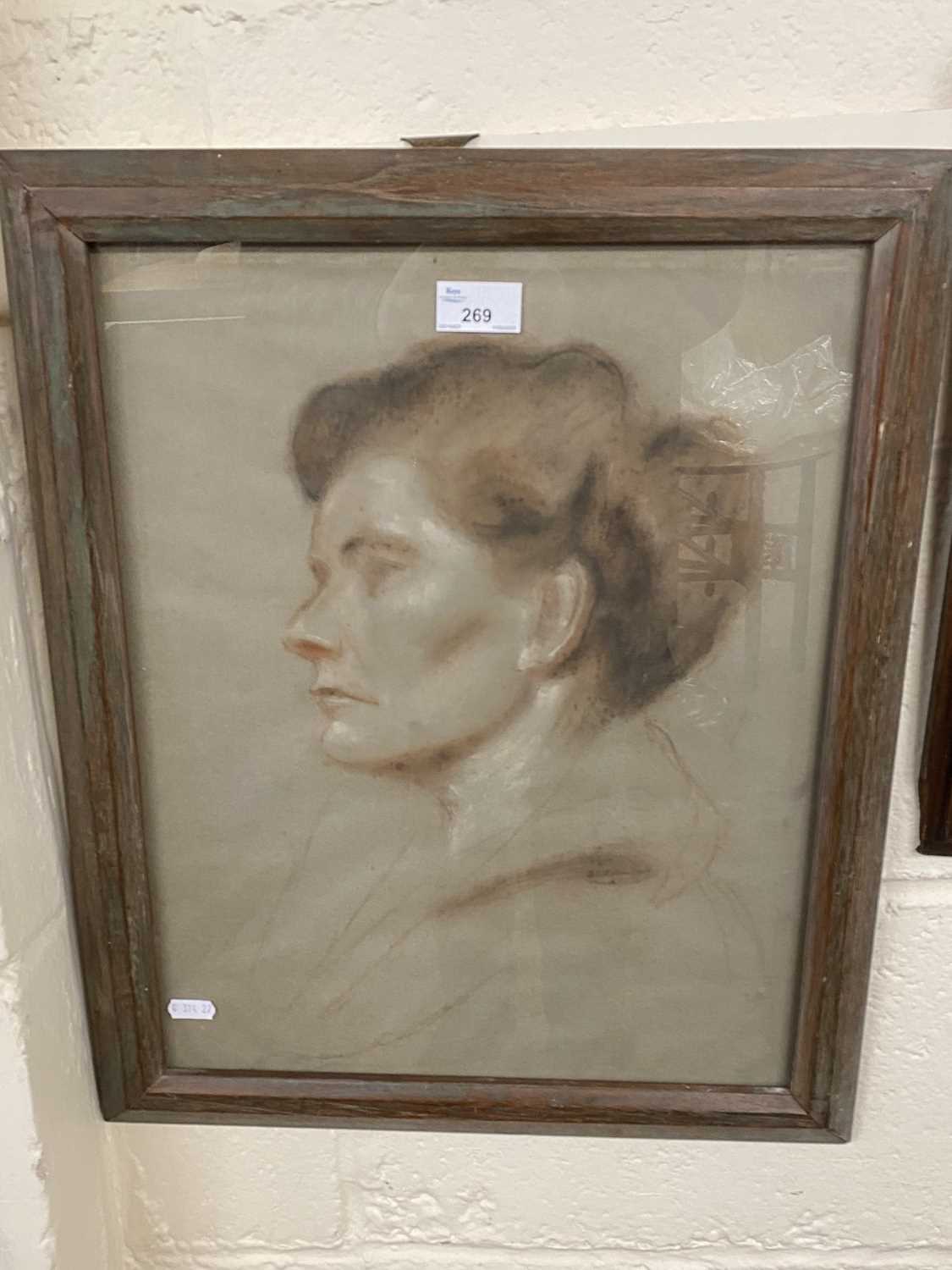 N Miller, portrait study, pastel, framed and glazed
