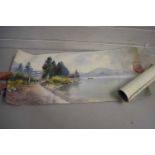 Mixed Lot: Oriental water colour studies, village and river scenes together with a roll of early