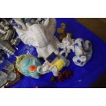 Collection of various assorted elephant models, teapot and biscuit barrel