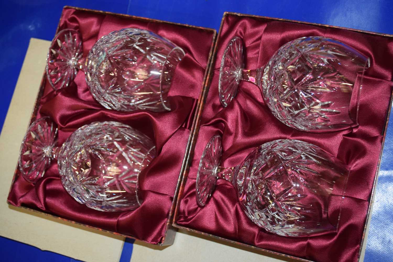 Four boxed Royal Doulton crystal brandy balloons