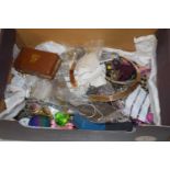 Shoe box of assorted costume jewellery