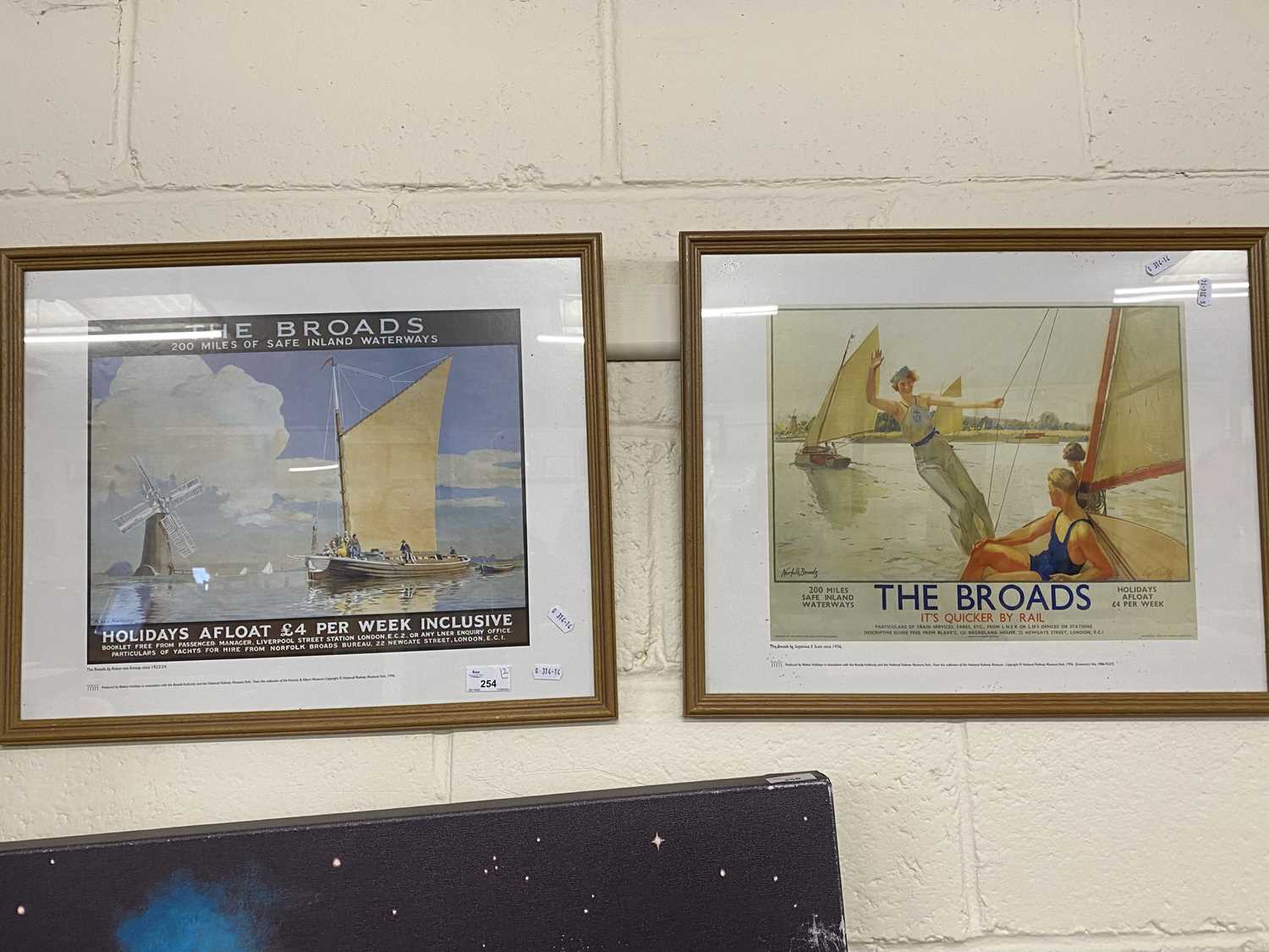 Two reproduction railway prints advertising The Norfolk Broads