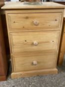 Modern pine three drawer chest