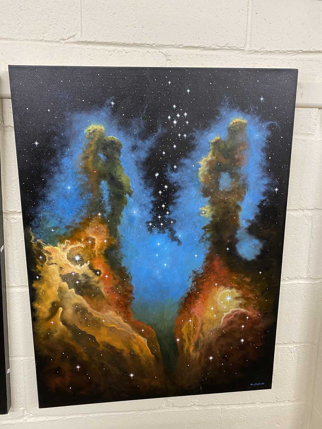 Astrological Interest - Large study Split Nebula, canvas, unframed, after Henry Hay Hunter,