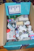 Box of various assorted light bulbs