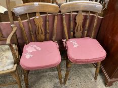 Pair of elm seated kitchen chairs