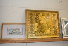 Reproduction map of The British Isles after John Speed together with a further coloured print (2)