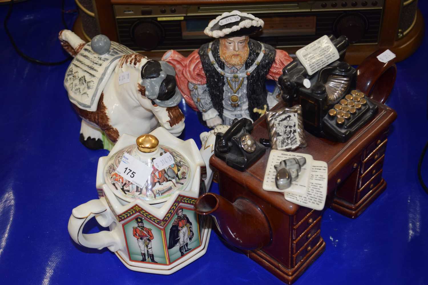 Collection of various novelty teapots