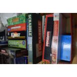 Two boxes of various board games