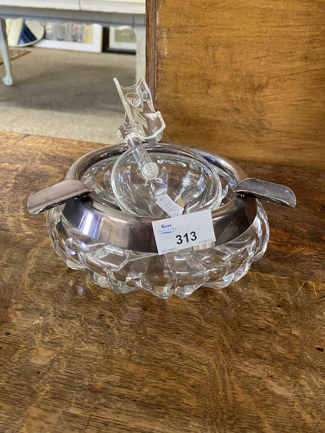 Large glass ashtray and one other (2)