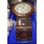 Late 19th Century drop dial wall clock in mahogany case