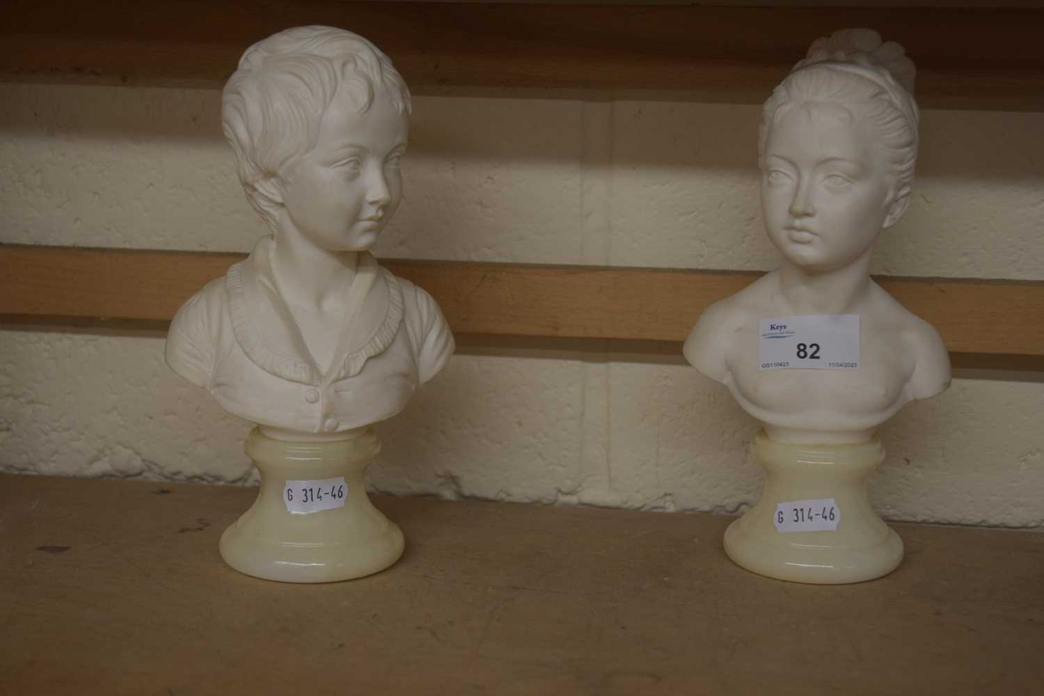 Pair of small Italian busts on polished marble bases