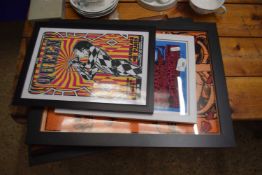 Collection of reproduction framed music posters to include Queen, The Damned, Tom Petty and The