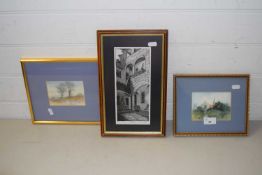 Noah Lambourne etching Italian house together with two further small pictures (3)