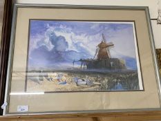 After John Selcotman coloured print St Benets Abbey, framed and glazed