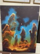 Astrological Interest - Large study of Jesus Nebula on canvas, unframed, after Henry Hay Hunter,