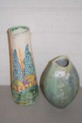 Art Deco jug in the Clarice Cliff style together with a further Studio Pottery vase (2)