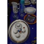 Mixed Lot: Meat plates, various drinking glasses, flask etc