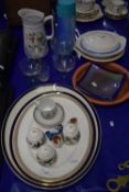 Mixed Lot: Meat plates, various drinking glasses, flask etc