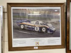 Motor Racing Interest - Coloured print Best of British Derek Bell five times winner of Le Mans 24 hr