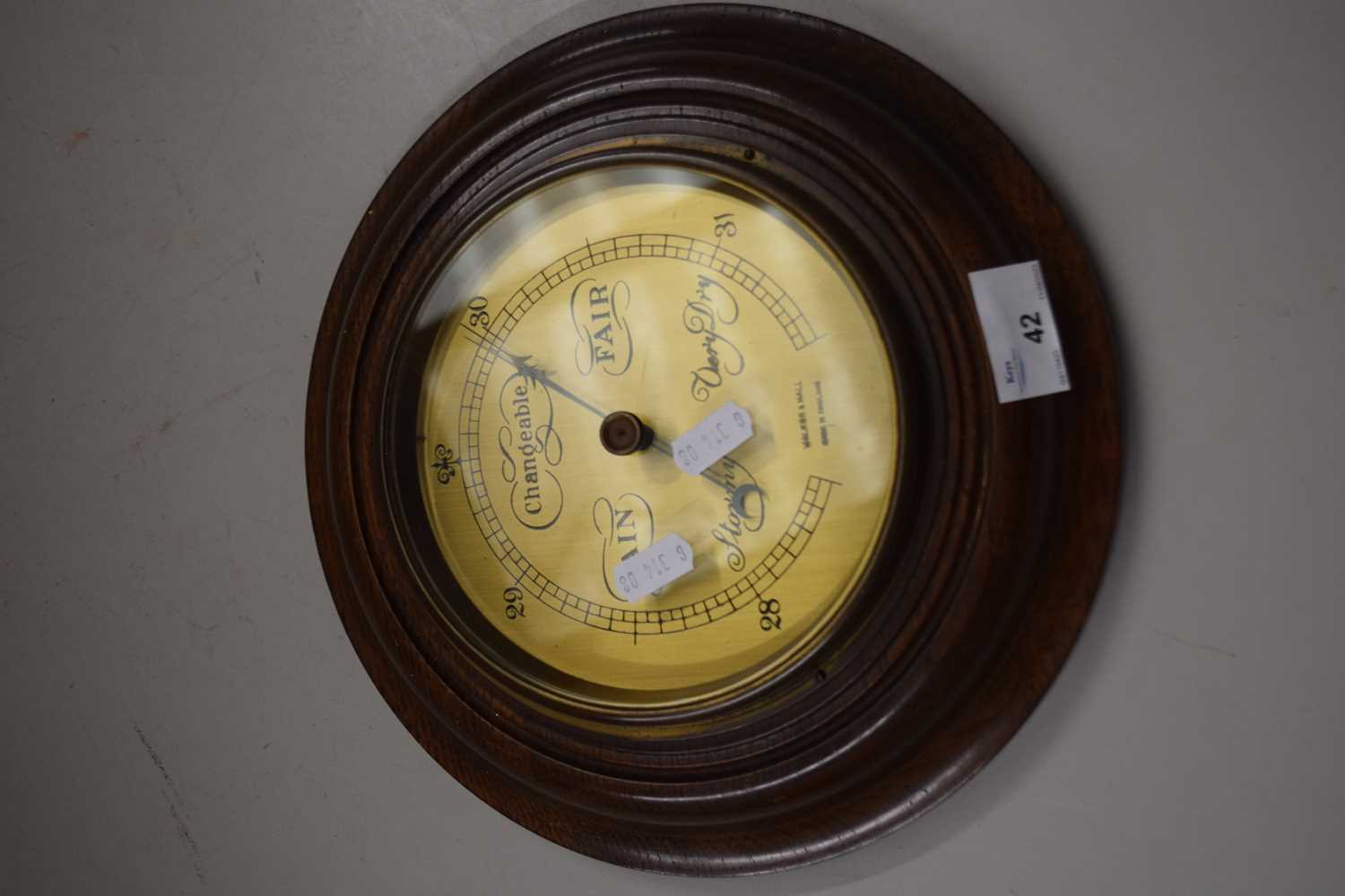 Oak cased barometer by Walker & Hall