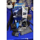 Mixed Lot: Various digital cameras and video cameras, assorted camera accessories, tripod, Sony