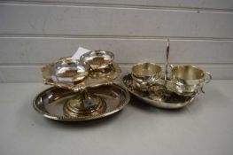 Mixed Lot: Silver plated wares to include serving dish, tazza and other items