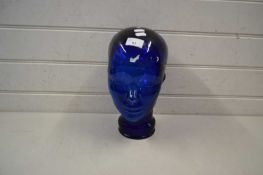 A blue glass head