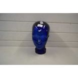 A blue glass head