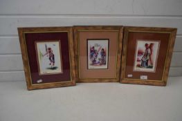 Miles Baker, three studies of clowns, framed and glazed