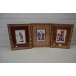 Miles Baker, three studies of clowns, framed and glazed