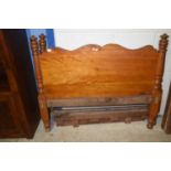 Late 19th Century hardwood bed frame with turned posts, 137cm wide