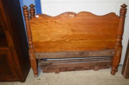 Late 19th Century hardwood bed frame with turned posts, 137cm wide