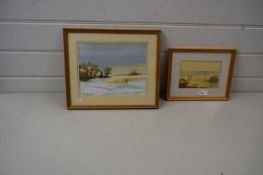 John Farquharson, two watercolour studies, beach scenes, framed and glazed