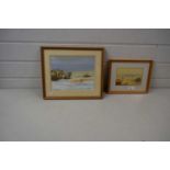 John Farquharson, two watercolour studies, beach scenes, framed and glazed