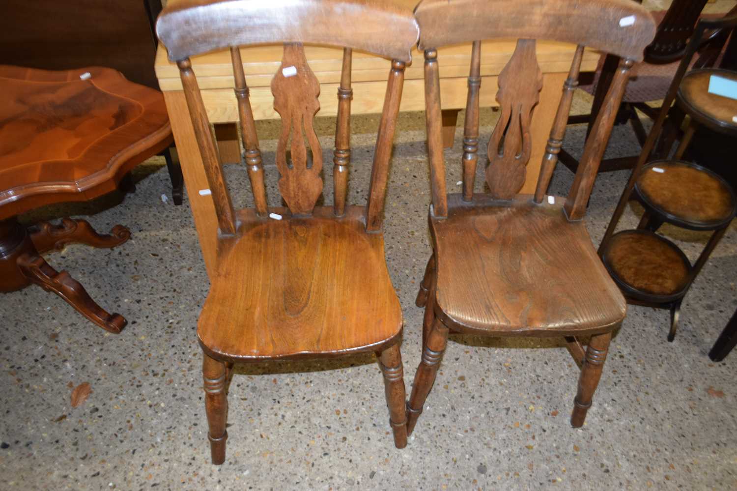 Pair of elm seated kitchen chairs