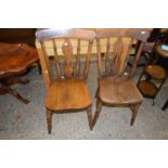 Pair of elm seated kitchen chairs