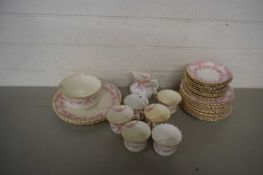 Quantity of Aynsley pink and gilt decorated tea wares