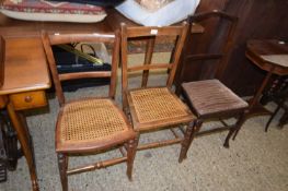 Two cane seated bedroom chairs and one other (3)