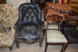 Victorian button upholstered armchair for reupholstery