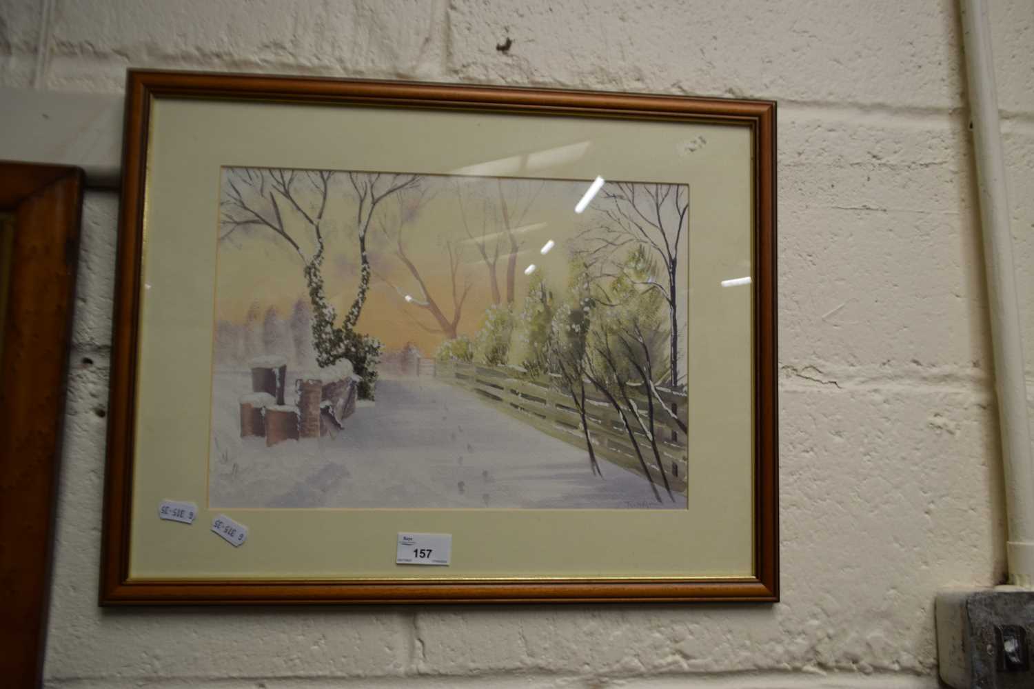 Tina Firth, study of a winter path, watercolour, framed and glazed