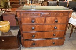19th Century mahogany chest of drawers with frieze drawer over two short and three long drawers with