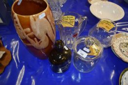 Mixed Lot: Art Pottery vase, various glass wares to include a Bacardi two pint pitcher